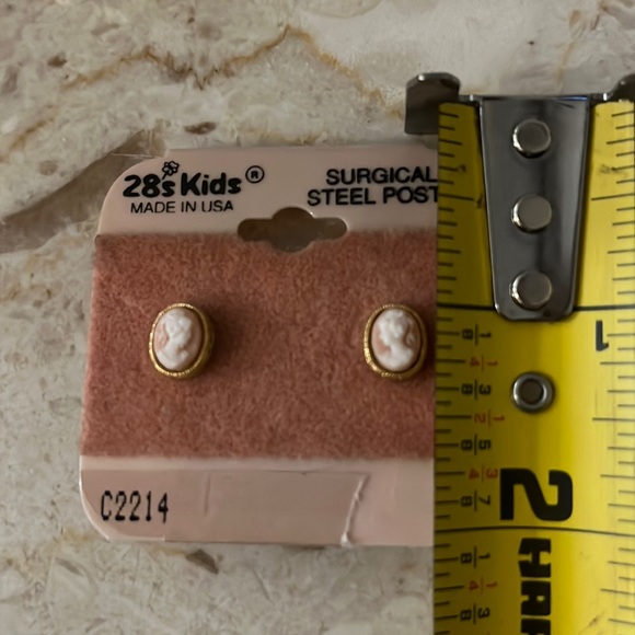 28s Kids Pink Vintage Earrings with Surgical Steel Posts - Picture 3 of 3